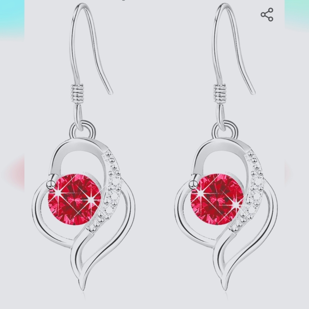 Fuschia & silver dangle earrings NWT